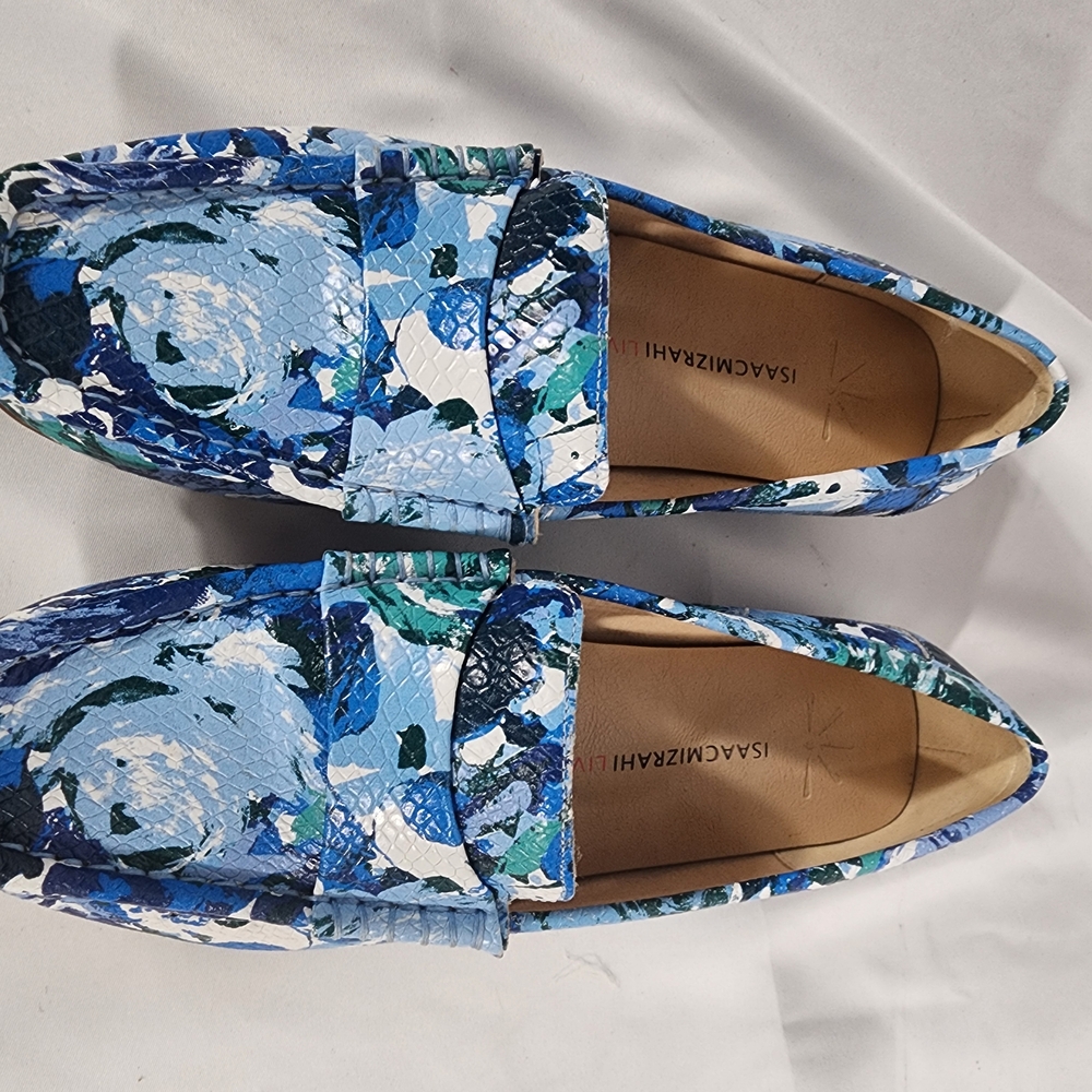 Isaac Mizrahi Blue Patterned Women's Loafers